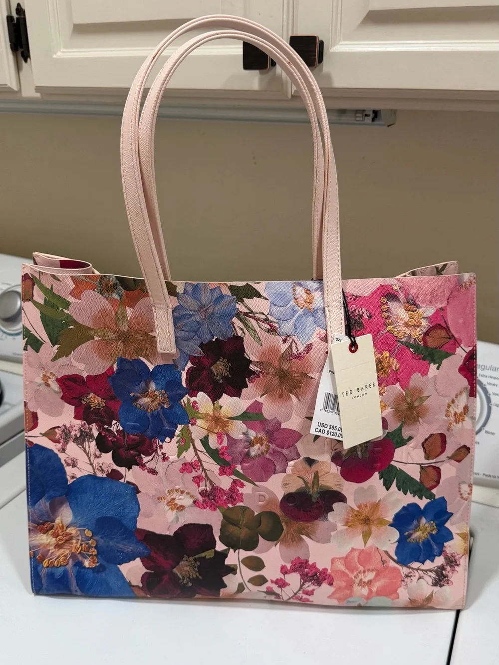 Ted Baker Pink Floral Tote with Multicolor Blooms